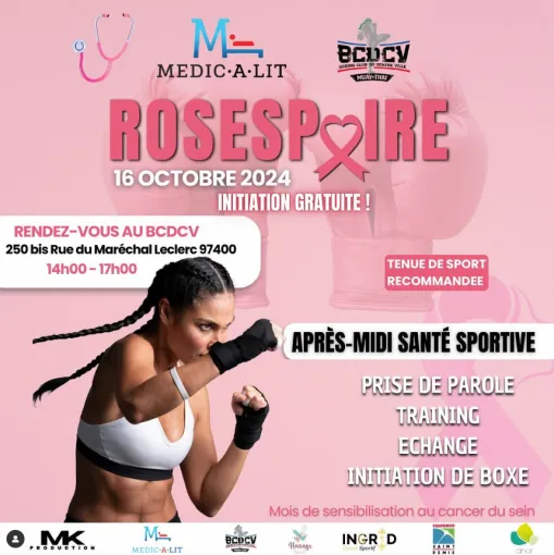 Octobre rose, journée Rosespoir à Saint-Denis de la Réunion, Saint-Denis, Médic à Lit